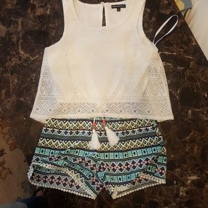 Aztec print/white girls romper